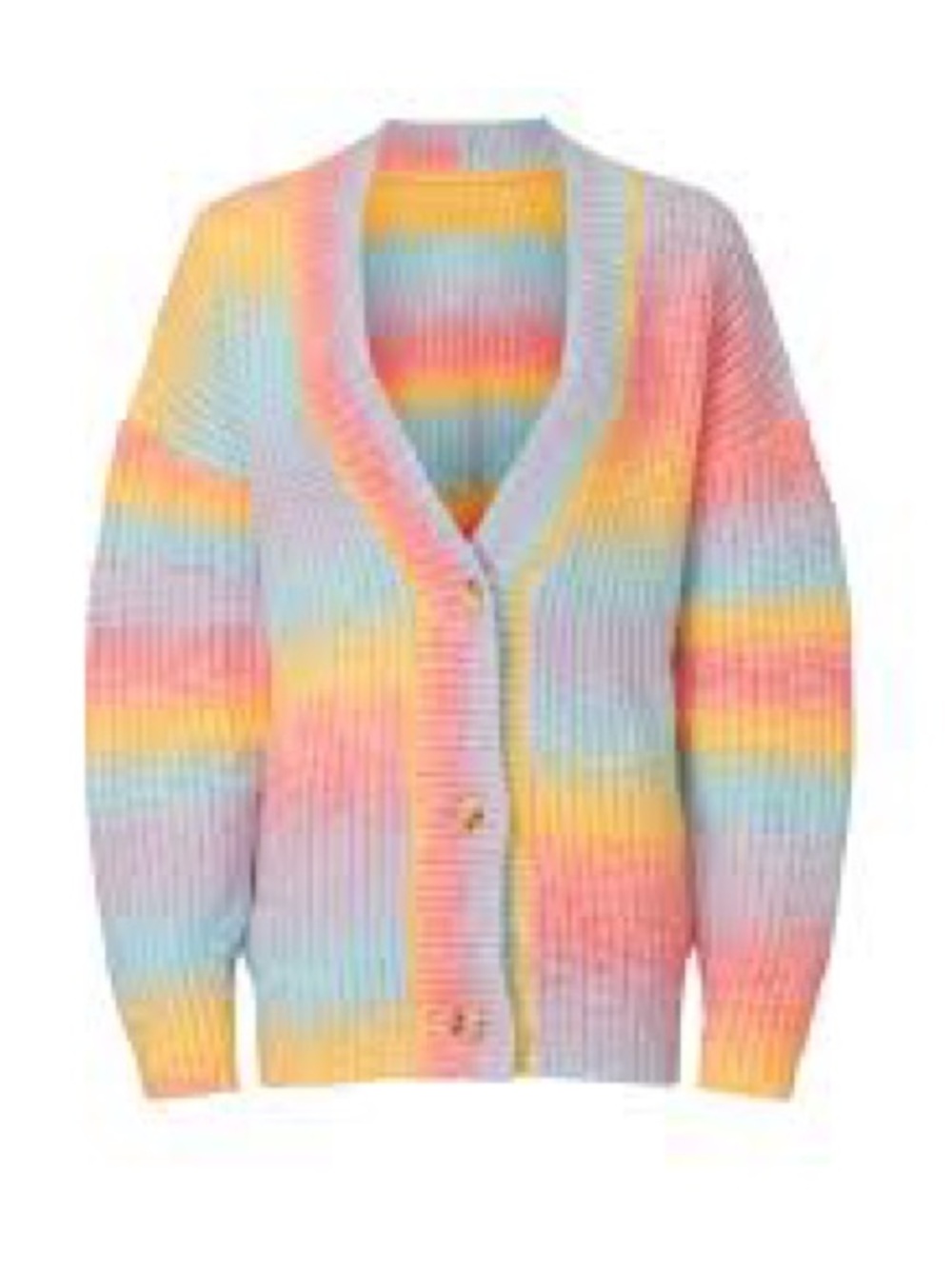 Blank NYC Pastel Rainbow Stripe V-Neck Button Cardigan